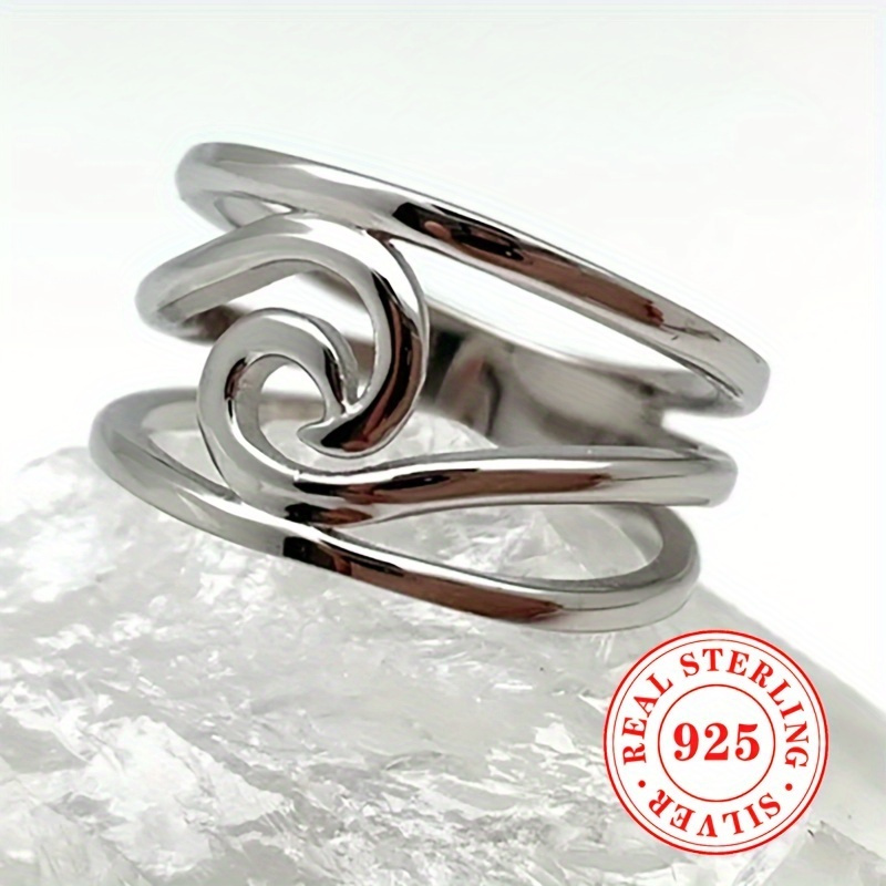 Women's S925 Pure Silver Retro Wide Face Ring